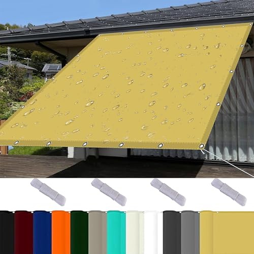 Voile d'ombrage rectangulaire 2.8x8.5 m crème en polyester imperméable - 2