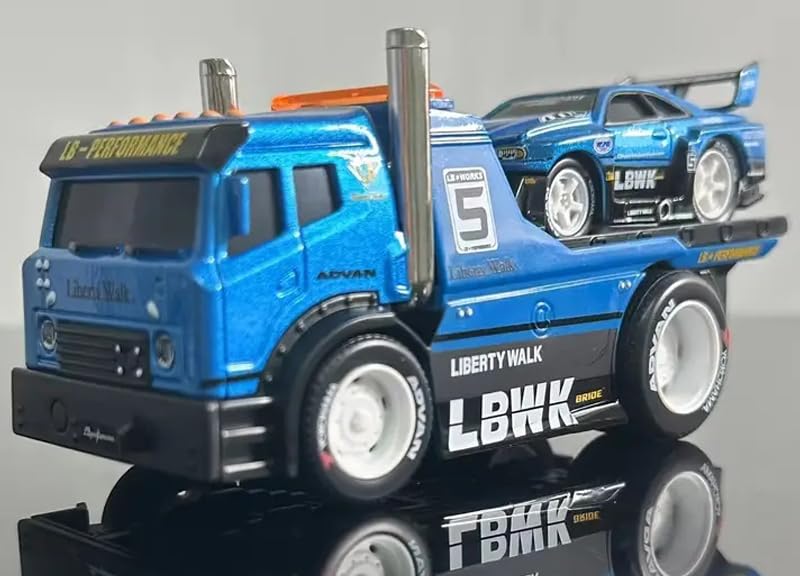 Camión Muscle Machines J D M Flatbed azul metálico 1:64 miniatura 1