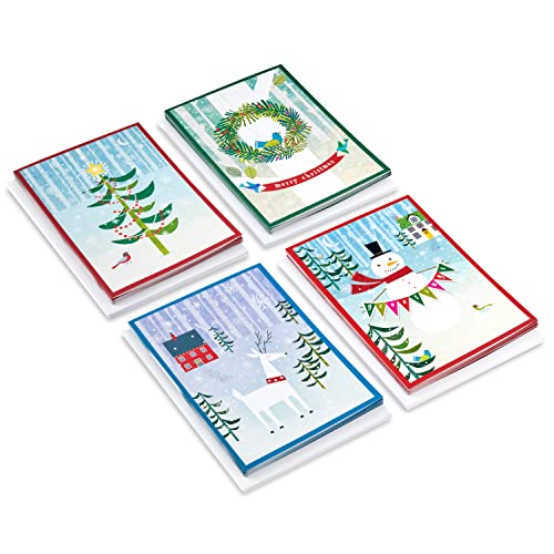 Image Arts Cartões de Natal em caixa sortidos, arte popular festiva (4 desenhos, 24 cartões com enve