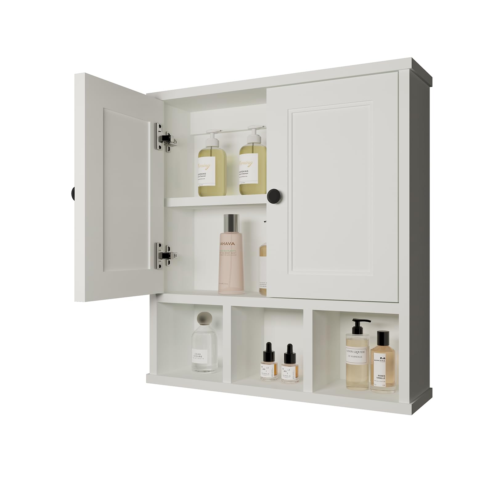 JMJA WPC Bathroom Cabinet Wall Mounted,with Adjustable Shelf,Wall Cabinet Shelf for Bathroom and Laundry, White