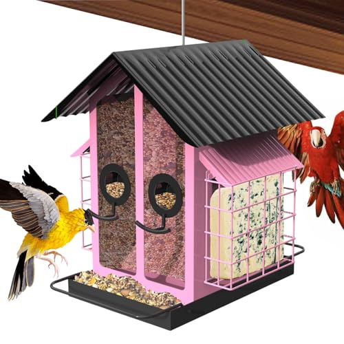 Bawiaueu Comederos para Pájaros A Prueba De Ardillas,Suministros para Aves A Prueba De Ardillas Y Resistentes Al Clima - Comederos para Aves Silvestres - para Jardín Balcón Patio Porche Ventana