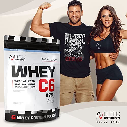 HI TEC NUTRITION, Wysokobiałkowy Suplement do Picia, dla Sportowców, Kulturystów, na Siłowni na Mięśnie, Wanilia, Whey C-6, 1000 g