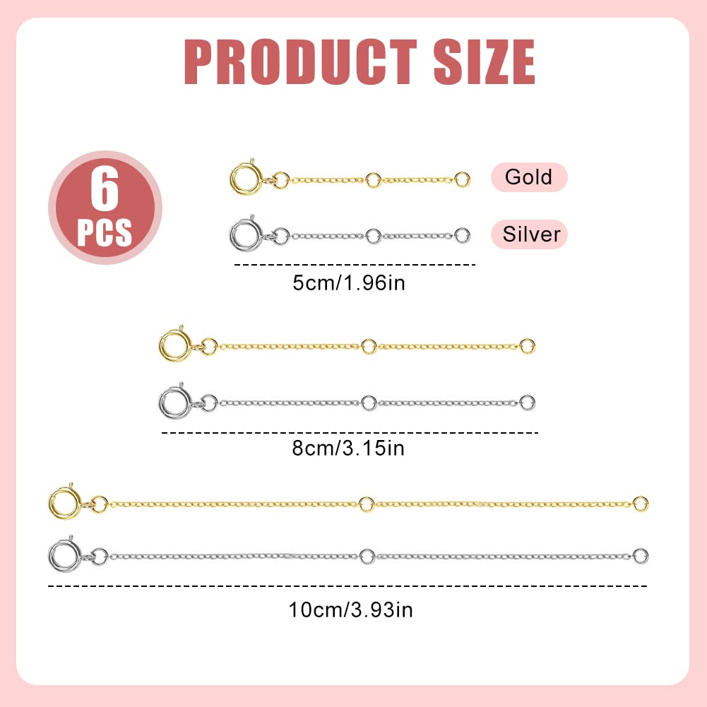 Catene Di Estensione Per Gioielli | 5pcs Argento 925 | Per Collane E Braccialetti - Foto 8