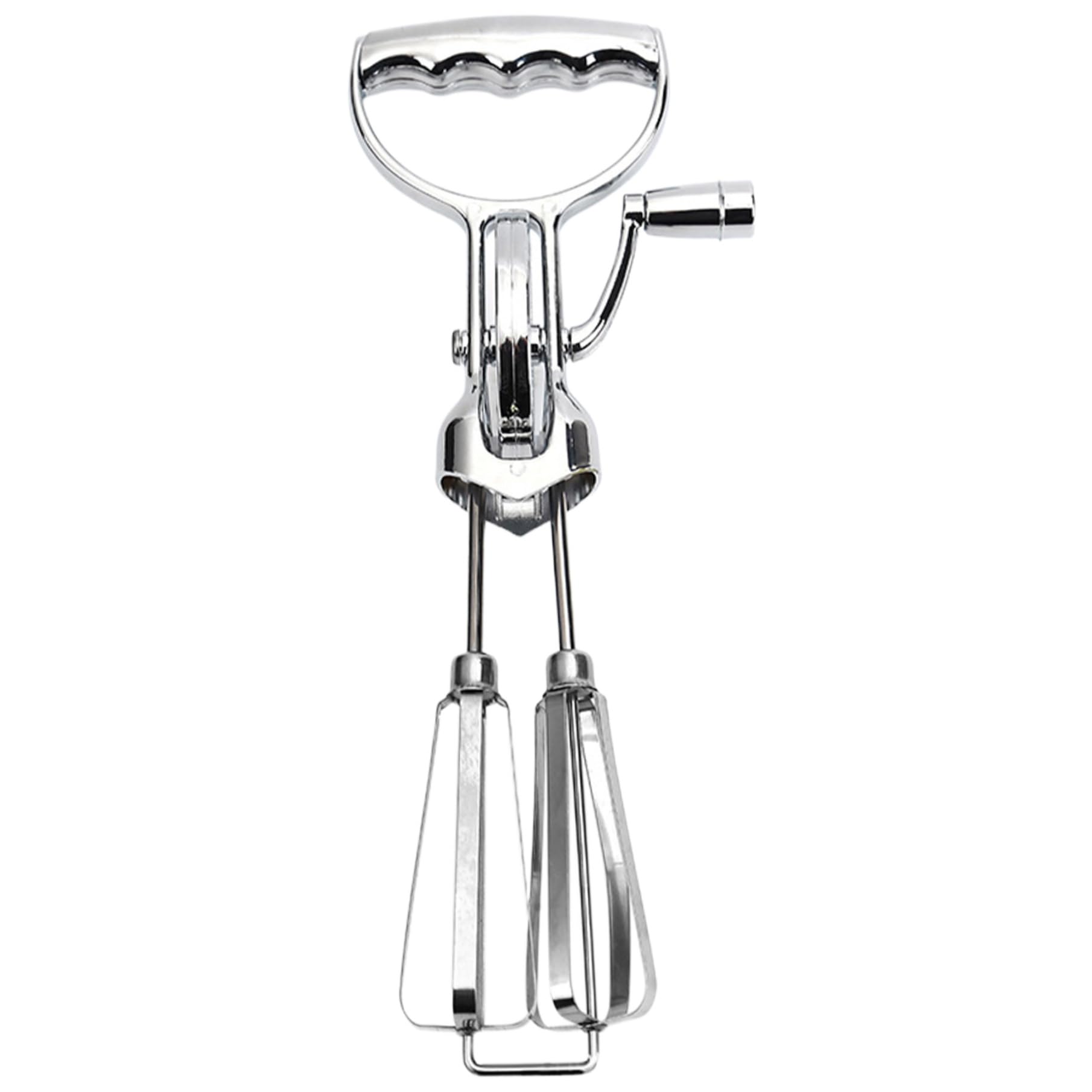 Batidor de huevos con manivela manual de acero inoxidable tamaño grande color plata