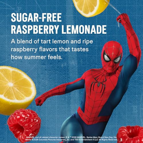 Image of Liquid I.V. Hydration Multiplier - Limited Edition - Spider-Man Sugar-Free - Raspberry Lemonade | Electrolyte Powder Drink Mix | 1 Pack (14 Servings)