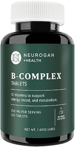 Neurogan B-Complex + L-metilfolato (120 tabletas)  Vitaminas B de potencia avanzada con folato para energía celular, estado de ánimo + apoyo