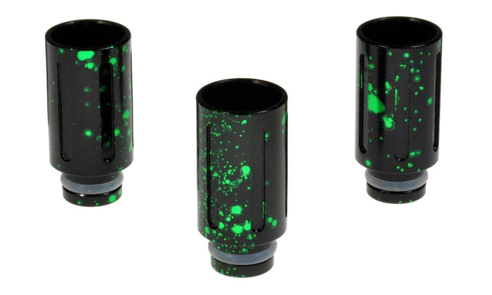 ArmerahFleck 510 Drip Tip eCig Mouthpiece Short/Wide Aluminium/Splash 3 Pack Black-Green
