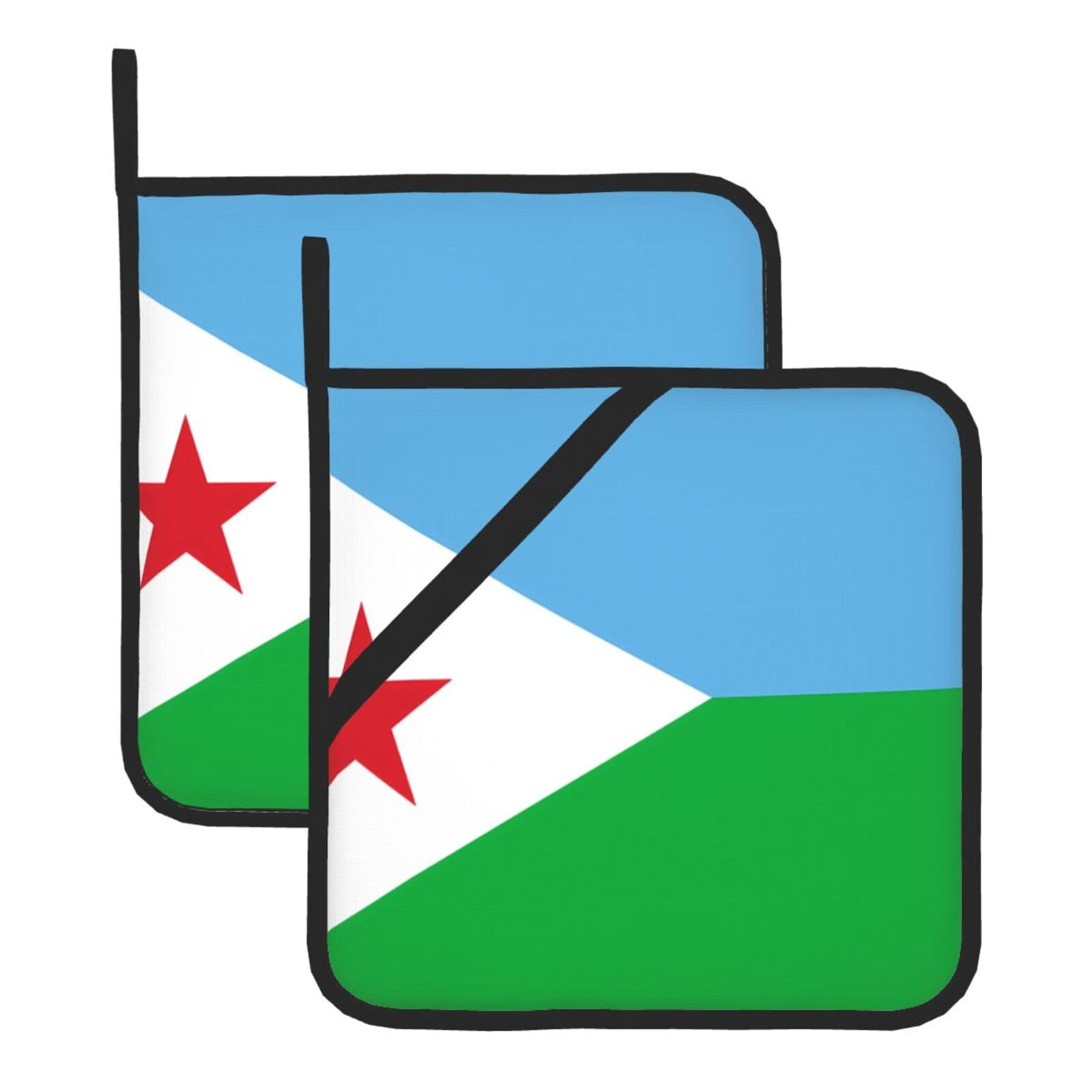 Flag of Djibouti Square Heat Resistant Trivet Set Thick and Durable for Baking Barbecue Cookware Oven
