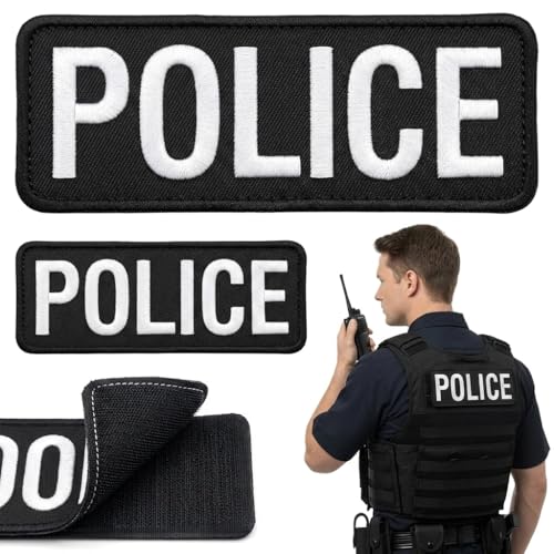 2 Pack Embroidered Patches Tactical Name Patches with Hook and Loop Fastener for Uniforms Jackets Carriers Hats Small & Large Sizes Black (2)