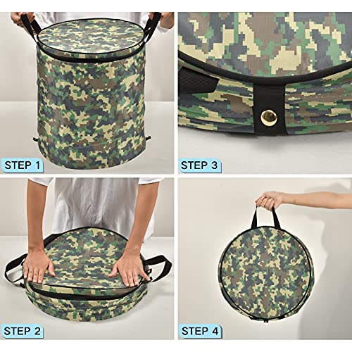 Xigua Camouflage Laundry Basket Collapsible Round Storage Bin With Handles For Kids Room Organizer Toy Storage Nursery Hamper #TOP3