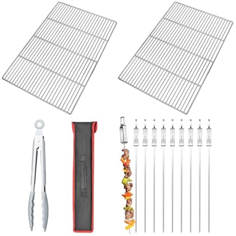 LANEJOY BBQ Grill Grates Replacement 23 1/4''*15 3/4'' and 17" Kabob Skewers for Grilling - Metal Skewers for Kabobs with Slider (10pcs) Cover