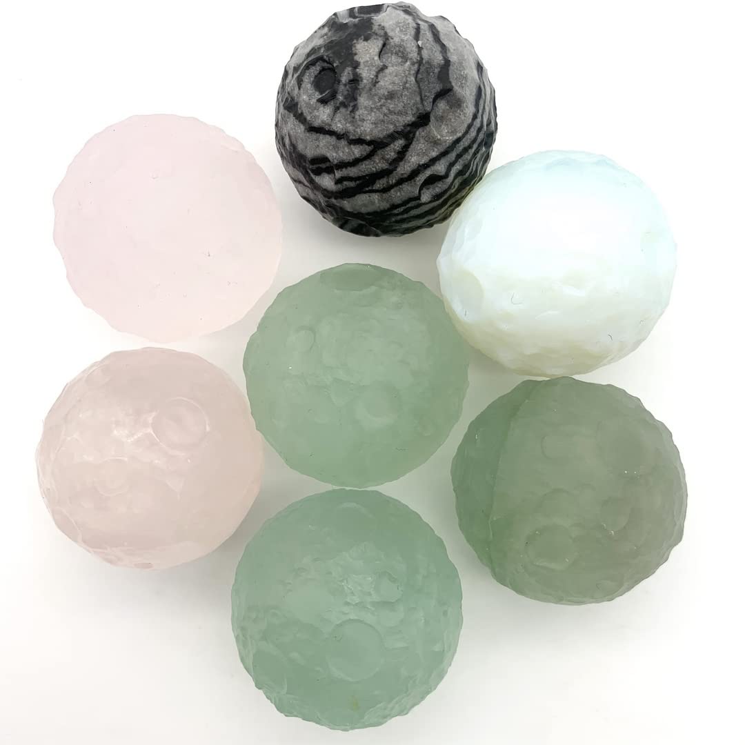 Kristall natürlicher rosa grüner Adventurin Meteorit Mond Kugel Kugel Quarz handgeschnitztes Rohsteinexemplar Heimdekoration ERTEYIN (Color : Pink)
