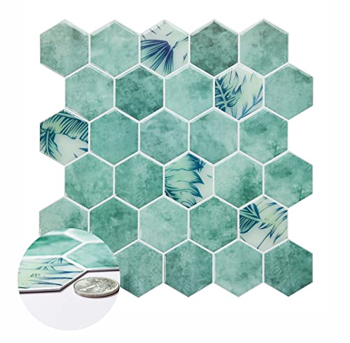 10-Sheet Kitchen Backsplash Peel And Stick Tile Thicker Version Vinyl 3D Hexagon Tiles Stick On Wall 12" X 12" #TOP21