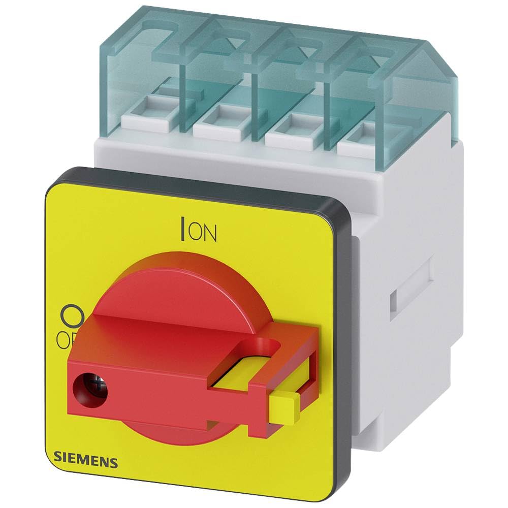 Siemens - Interruptor emergencia 3 polos frontal 4 taladro palanca rojo amarillo