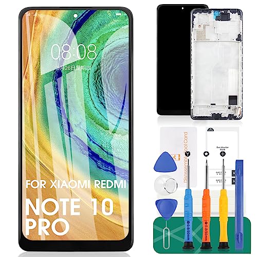 Écran pour Redmi Note 10 Pro de remplacement pour réparer un affichage cassé tactile noir