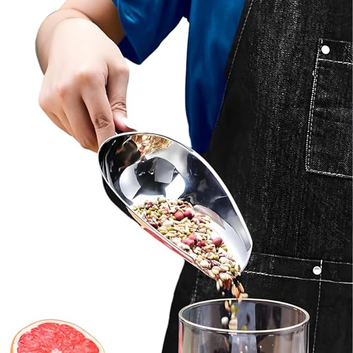 Ice Cube Scoop Cast Aluminum Shovel Scoops Kitchen Utility Scoops Set Contoured Handle, Ice Scooper for Ice Maker Freezer Coffee Bean Food Candy Flour Popcorn Rust Free