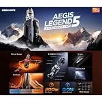 GEEKVAPE Aegis Legend 5 Kit - 200W Legend 5 Box Mod 5 Modes Vape avec GeekVape Z Sub Ohm Tank 5 Réservoir 7ml Z0.4XM + Z0.2XM Coil, Sans Batteries, sans nicotine