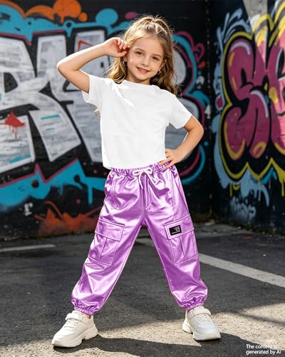 Image of SANGTREE Girls' 2 Piece Outfits T-Shirt and Drawstring Cargo Jogger Pants Clothing Set, 4-14 Years