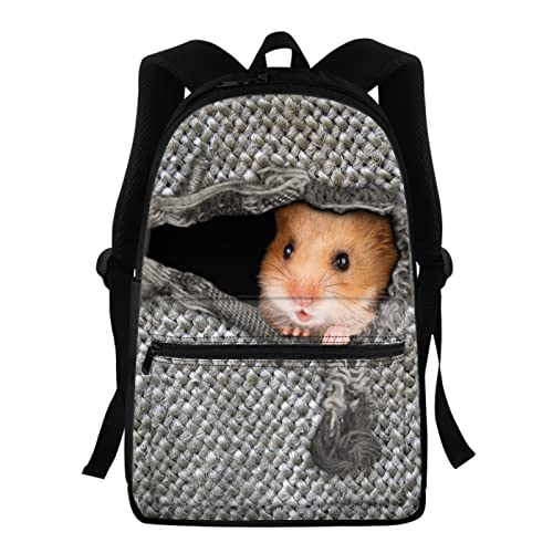 Belidome Adorable Hamster School Student Backpack For Girls Boys School Book Bags Daypack Lightweight