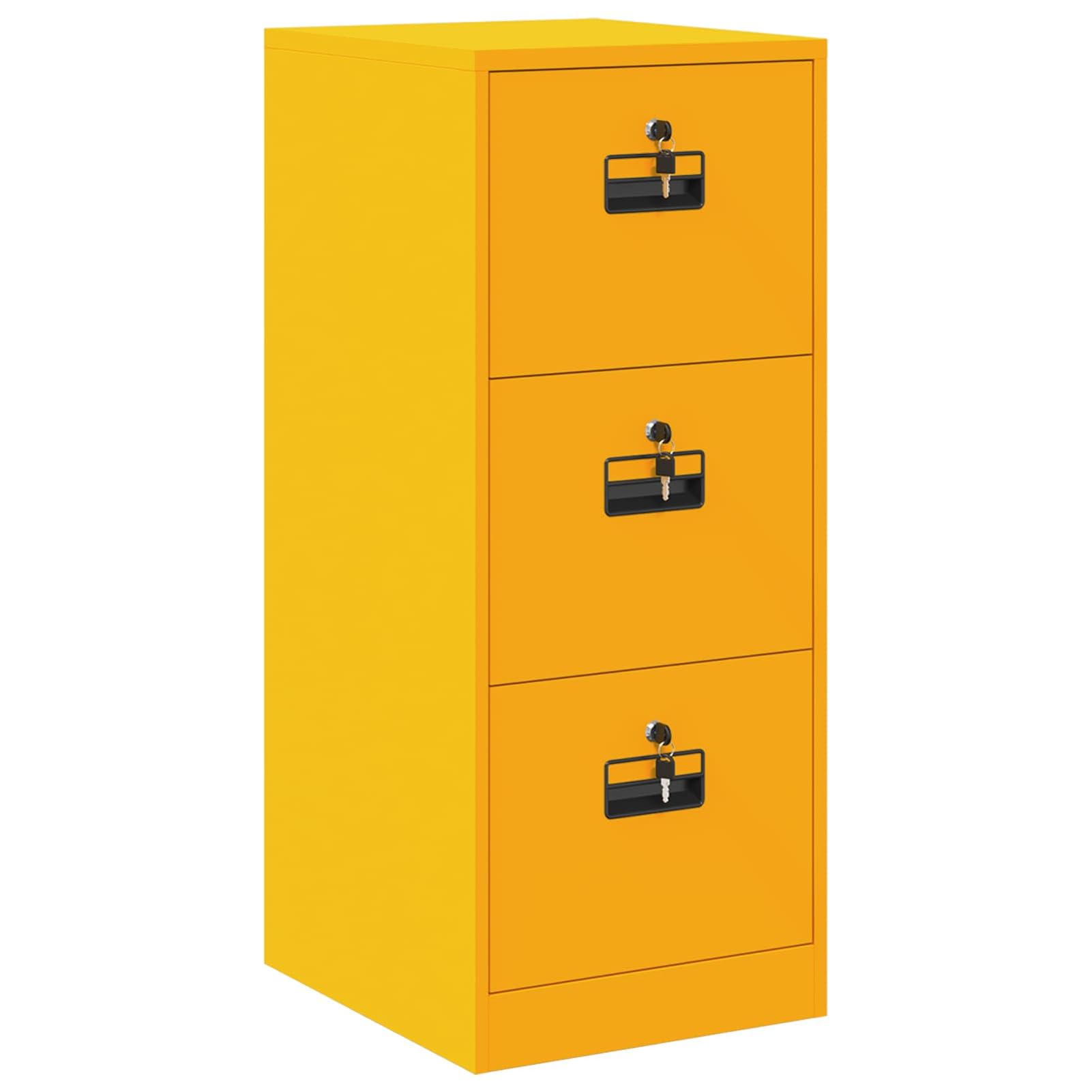 Gecheer Armadio per File, Mobile Archivio con 3 Cassetti, Struttura in Acciaio, Design Moderno 44x50x106.5 cm Giallo Senape per Ufficio e Studio Professionale