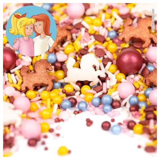 Super Streusel BibiUndTina – Pferde Streusel, essbare Kuchendeko für Torten, Muffins & Cupcakes, Zuckerstreusel mit Pferden (90g)