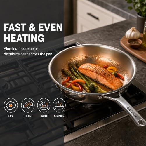 Image of Titanium Frying Pan 12 Inch, Pure Titanium Skillet, Uncoated, Oven Safe