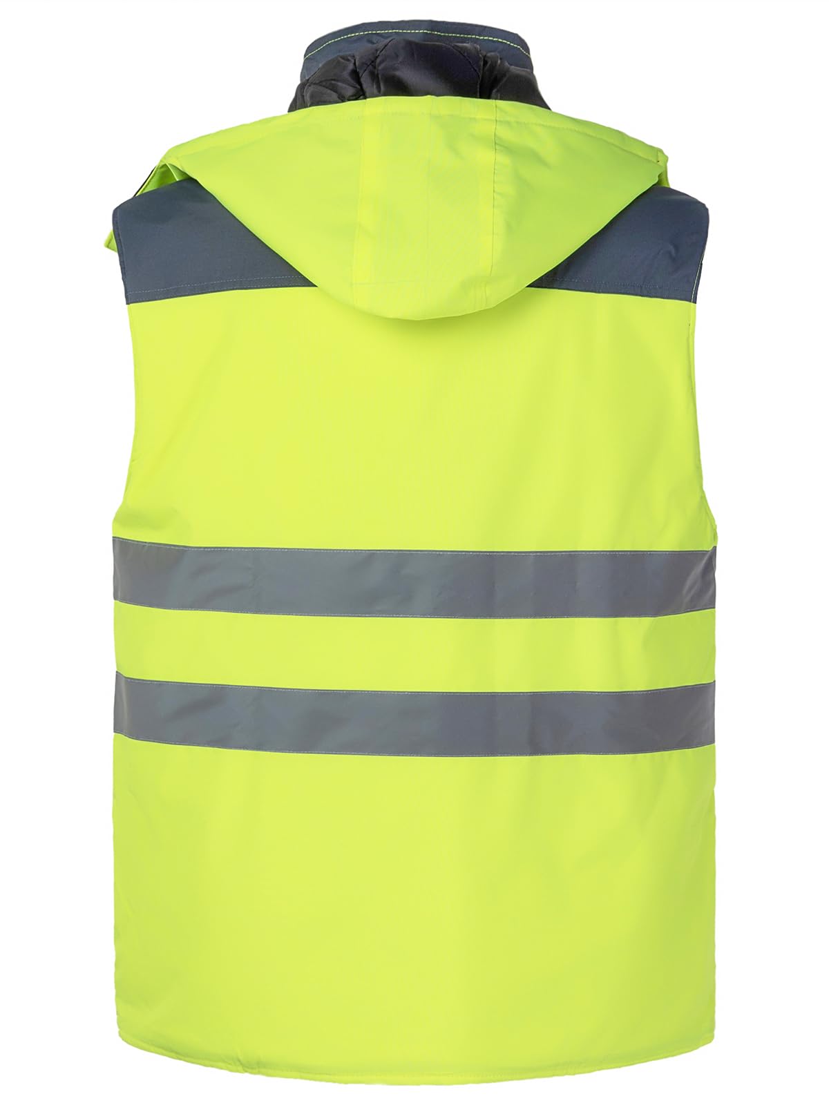 Homme Gilet de Travail à Bandes Réfléchissantes Rembourré Manteau de Travail Réfléchissant sans Manches Haute Visibilité Gilet d'Hiver Chaud avec Capuche