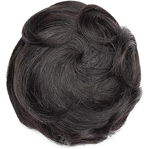 SEGO Haarteil Dutt Hochsteckfrisuren Echthaar Haargummi unordentlicher Haar Extensions Haarknoten VOLUMINÖS Schwarz#1 Wavy-30g Cover