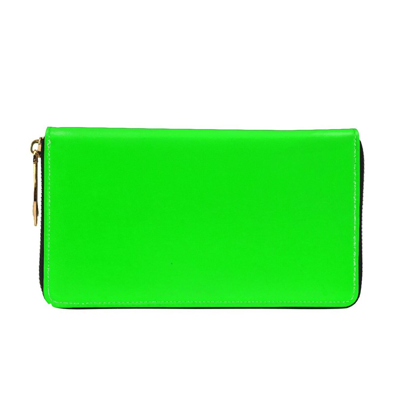 Cartera larga de piel con cremallera y patrón marrón café, Cartera