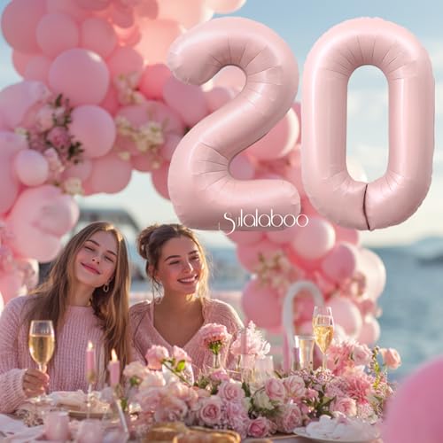 Image of 40 Inch Light Pink Number 20 Balloon 0-9 20th Foil Big Giant | Digital for Birthday Anniversary Graduation Decorations