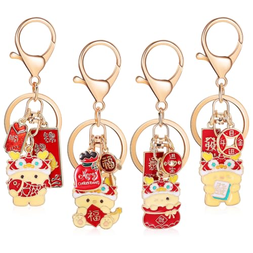 Image of Toyvian 4 Pcs Cute Dragon Metal Keychains for New Year Everyday Use