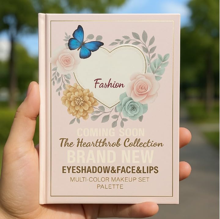 URBAN BEAUTE BLANC 5in1 Book-Style Foldable Makeup Palette Set | Portable & Long-Lasting | Contour Blush Highlight Eyeshadow, Suitable for Multiple Skin Tones & Makeup Looks All In One MakeupBook (Fashion heart)-image-23
