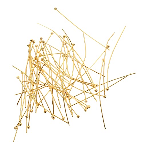 IWOWHERO Earring Pins for Jewelry Making 50pcs Stainless Steel Gold Ball Head Pins Head Pins for Jewelry DIY Headpins