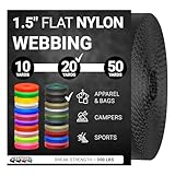 Strapworks Colored Flat Nylon Webbing - Strap for Arts and Crafts, Dog Leashes, Outdoor Activities – 1.5 Inches x 20 Yards, Black