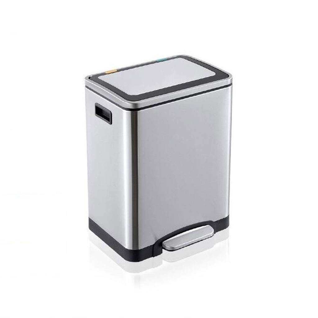 Trash Bin Wastebasket Trash Can with Lid Classified Trash Can 2 X 15 Liter Stainless Steel Pedal Rubbish