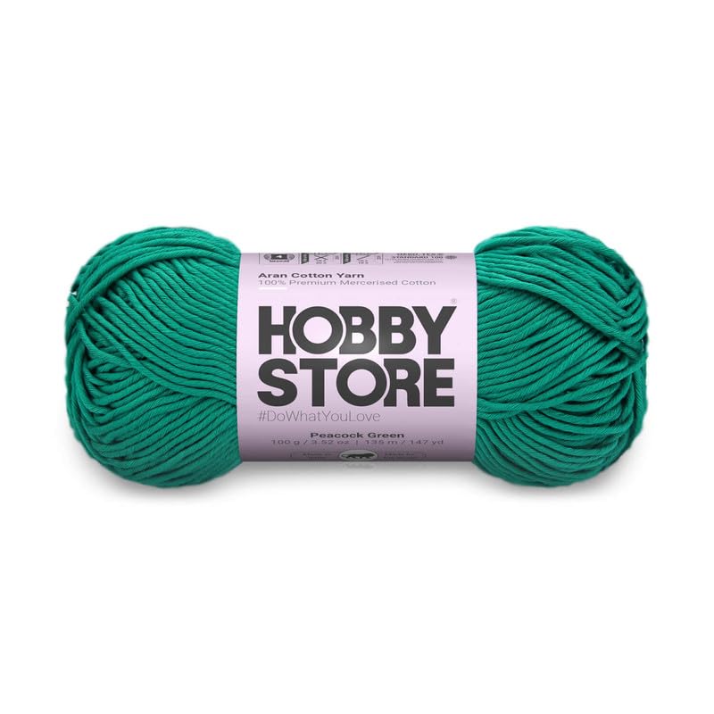 Image of Cotton - Aran Yarn - 100% Mercerised Cotton Aran Yarn for Crochet & Knitting Durable Home Decor (1 ball /100 g) - 436 Peacock Green | Magic Needles