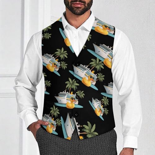 Cruise Duck Men's Suit Vest Slim Fit Business Dress Party Pattern Waistcoat Vest Top2