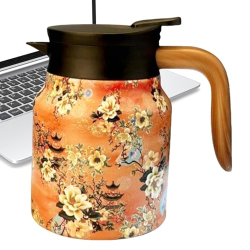 Jarras térmicas de acero inoxidable de 33.8 onzas, jarra térmica con tapa, dispensador de café y bebidas con infusor de té y colador, retención de calor y frío para café, té, agua, bebida