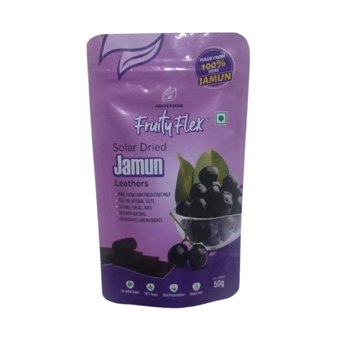 Fruity Flex Solar Dried Jamun Leathers (Strips), Zero Preservatives, 150 grams