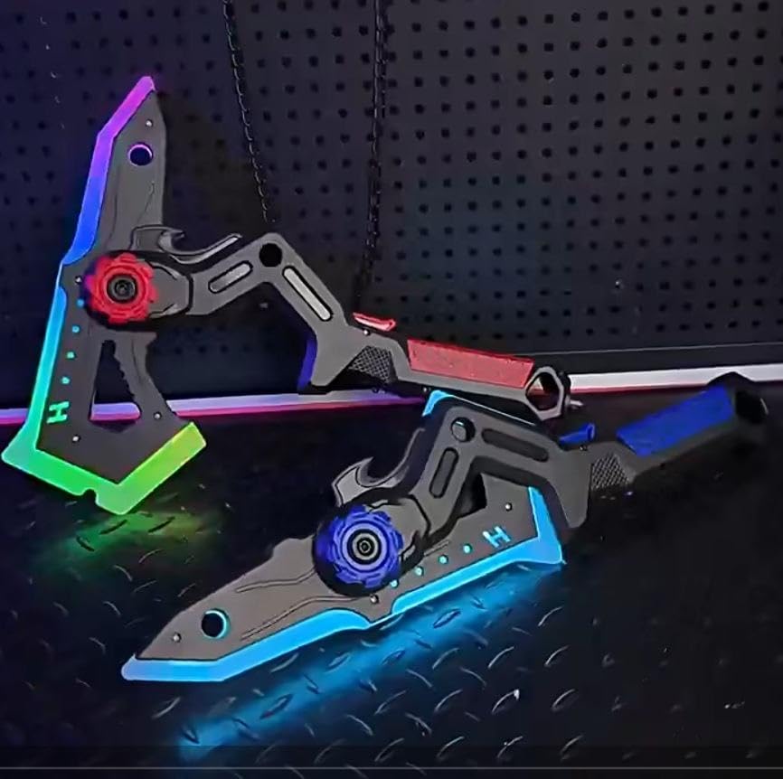 Image of Cable World 2-in-1 LED Fog Axe Sword,Fog Effect Swords with Multicolor LED Lights and Sound Effects, 7 Color Change, One Button Switch Combine Design USB Rechargeable Cosplay Gift Toy