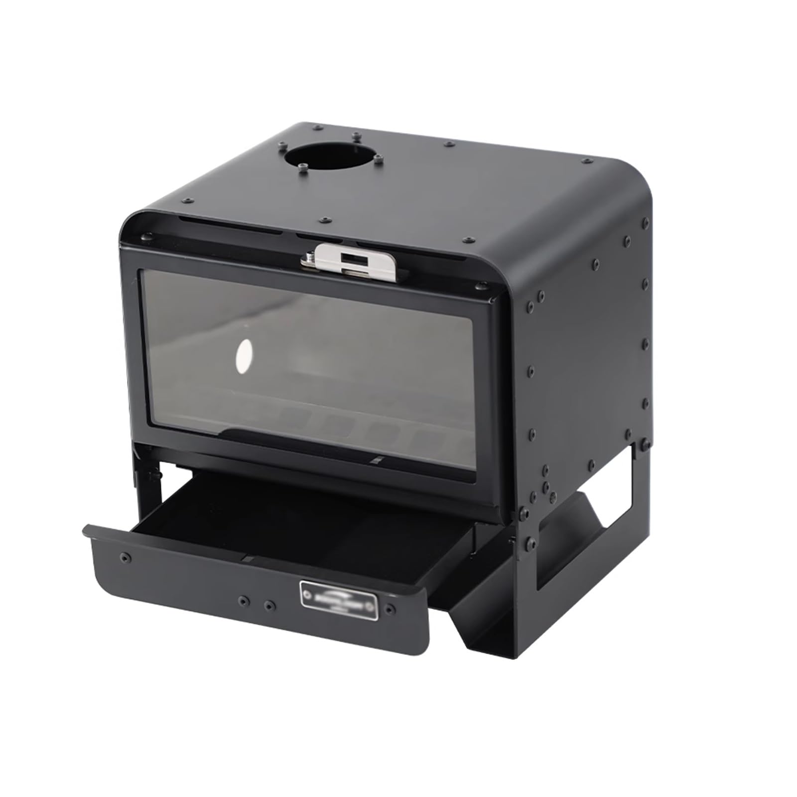 Stufa a Legna da Campeggio Materiale in Acciaio Al Carbonio Vetro Microcristallino Mini Stufa a Legna Portatile Bordi Arrotondati Adatto per Campeggio e Tende