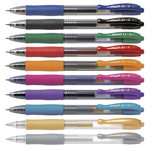 Pilot G2 Druck-Gelschreiber 10er-Set schwarz, blau, rot, grün, orange, pink, dunkelrot, hellblau, Gold und Silber Pilot G2 Druck-Gelschreiber 10er-Set schwarz, blau, rot, grün, orange, pink, dunkelrot, hellblau, Gold und Silber