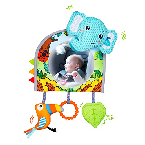 Image of Koty Car Seat Toy - Kick and Play Activity Center with Mirror,Teether and Crinkle, Fun Travel Baby Toy for Rear Car Seat, Easier Drive with Newborns, Babies, Hanging Toys for Infants 0-6-12-18 Months