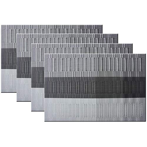 Exclusive Discount 80% Offer Bright Dream Placemats Easy to Clean Heat Ressietant for Dining Table Mats 12x18 inches Set of 4（Black+Gray）