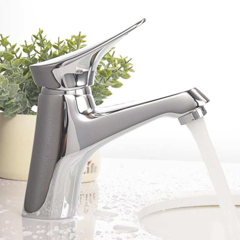 Robinet en cuivre lavabo avec mitigeur monotrou eau chaude - 3