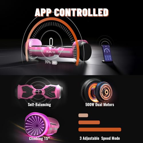 Image of SIMATE Scooter, Colorful LED Light-Up Wheels, Bluetooth Speakers and APP, Dual 250W Motors, 8.5 mph Max Speed & 8.5 Miles Max Range, Gifts for Kids Adults Girls Boys