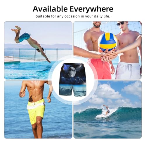 Short de plage homme planète spatiale maillot de bain de compression - 7