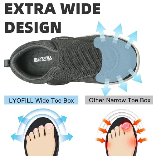Diabetic Shoes Men Extra Wide Adjustable Width Slip On Walking Shoes with Arch Support for Swollen Feet Pain Relief (Gray, 11 XX-Wide)3