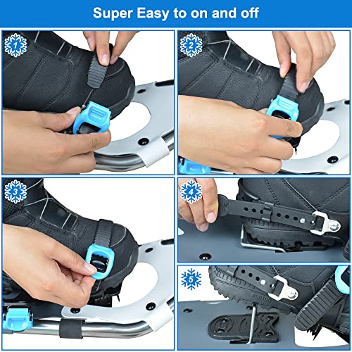 Snowshoes With Poles, Ayamaya Lightweight Aluminum Snow Shoes With Heel Lifts, Snowshoes With Adjustable Bindings & Strap, Snow Shoes For Snowshoeing, Skiing, Men Women Kids, 30" #TOP6
