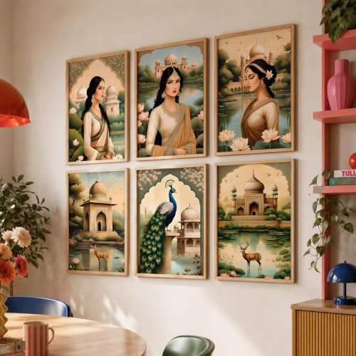 Image of kotart Premium Traditional Madhubani Art Paintings with Frame for Home Decor - Painting for Wall Decoration - Pack of 6 (19x25 inch)